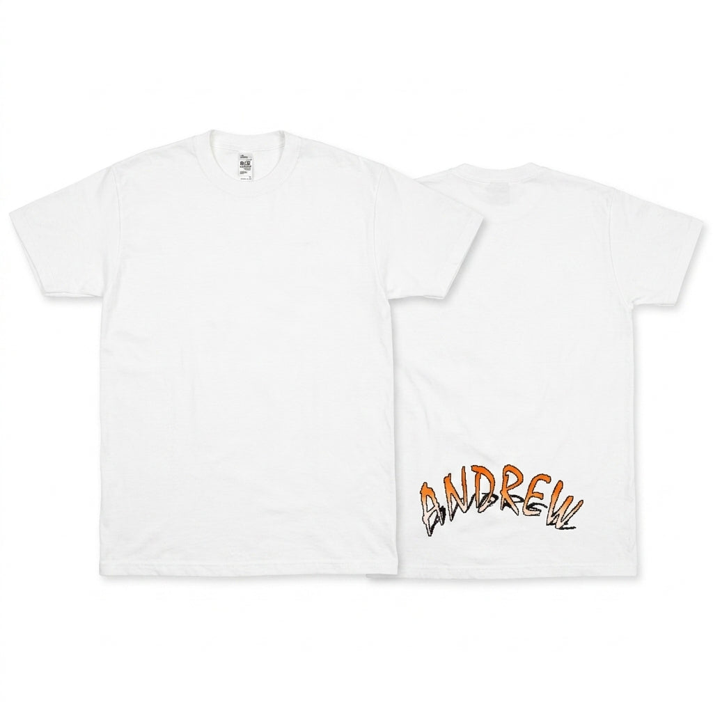 Los Angeles Apparel 6.5oz Heavyweight Cotton 'ANDREW' Custom Back Print T-Shirt - Made in USA - Size L