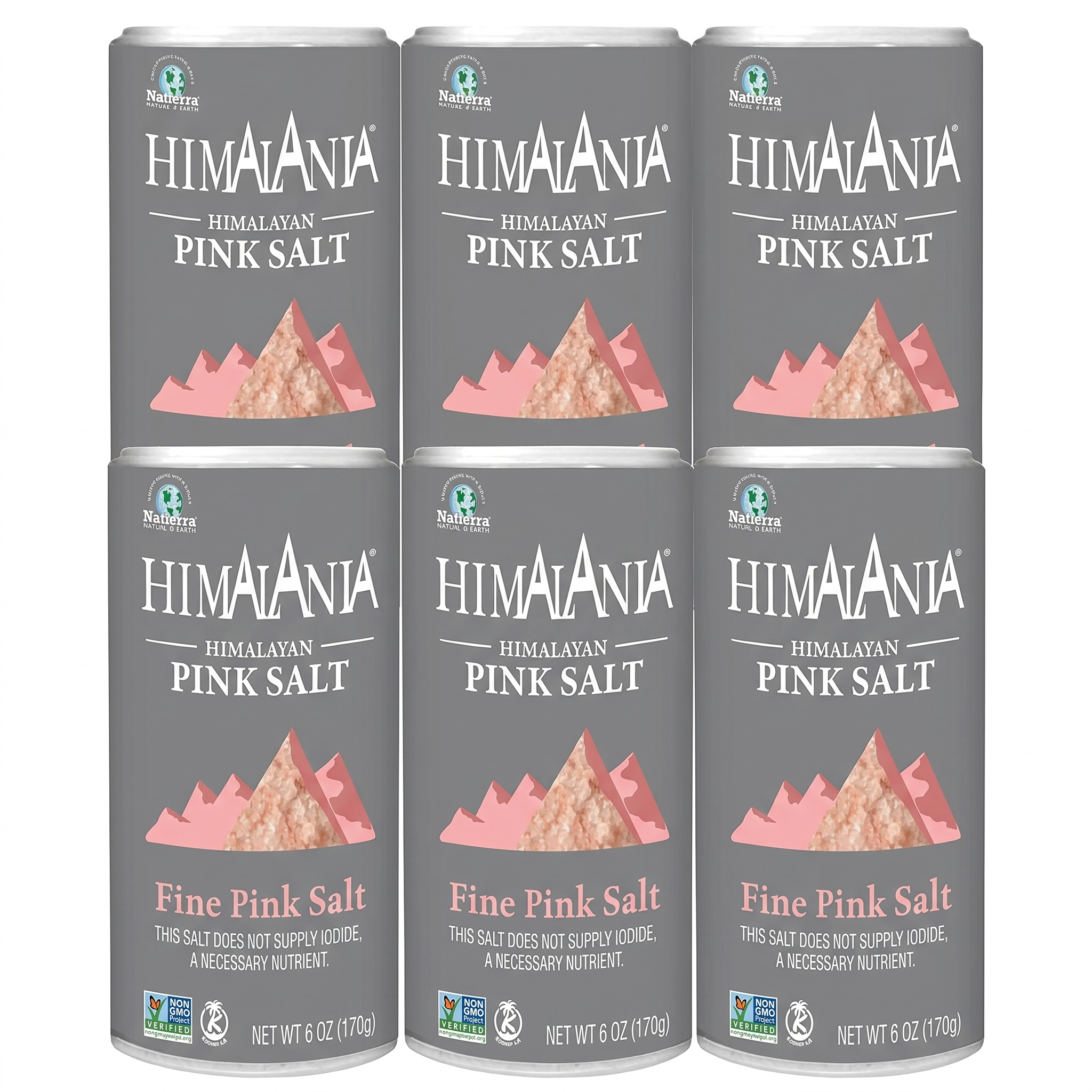 Natierra Himalania® Fine Pink Salt Shaker – 6 oz (6-Pack)