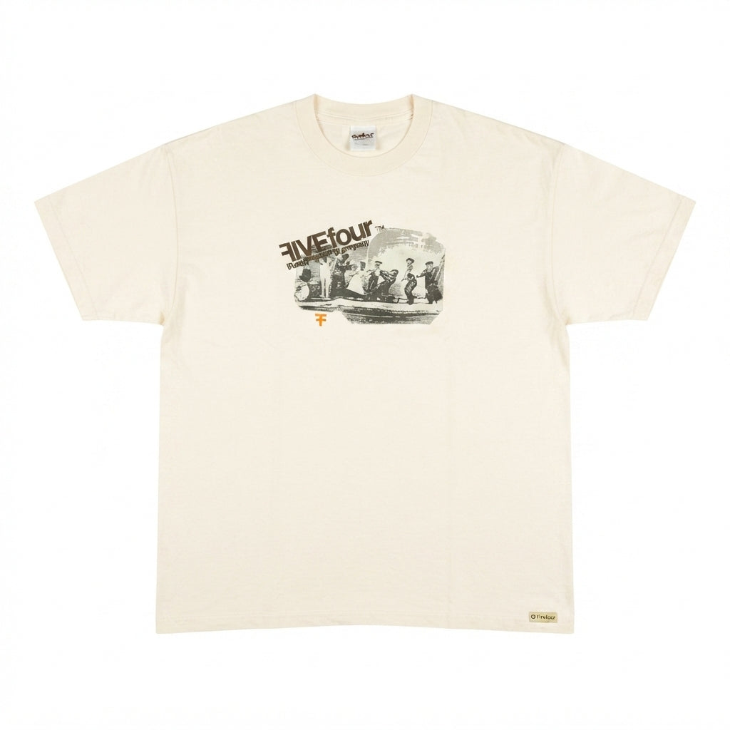 FIVE FOUR Cream Graphic T-Shirt