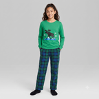 Mad Dog Concepts Women's Green Moose Holiday Pajama & Slipper Sock Set - Green Plaid
