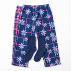 Girls' Snowflake Grid / Pink Plaid Fleece Pants with Socks (2-Piece Set)