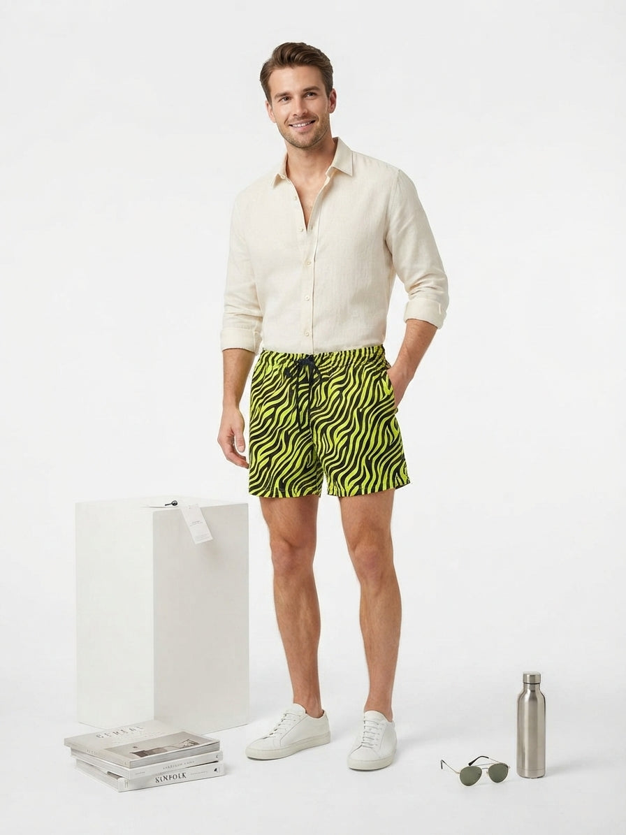 ETRO Neon Green Zebra Print Shorts