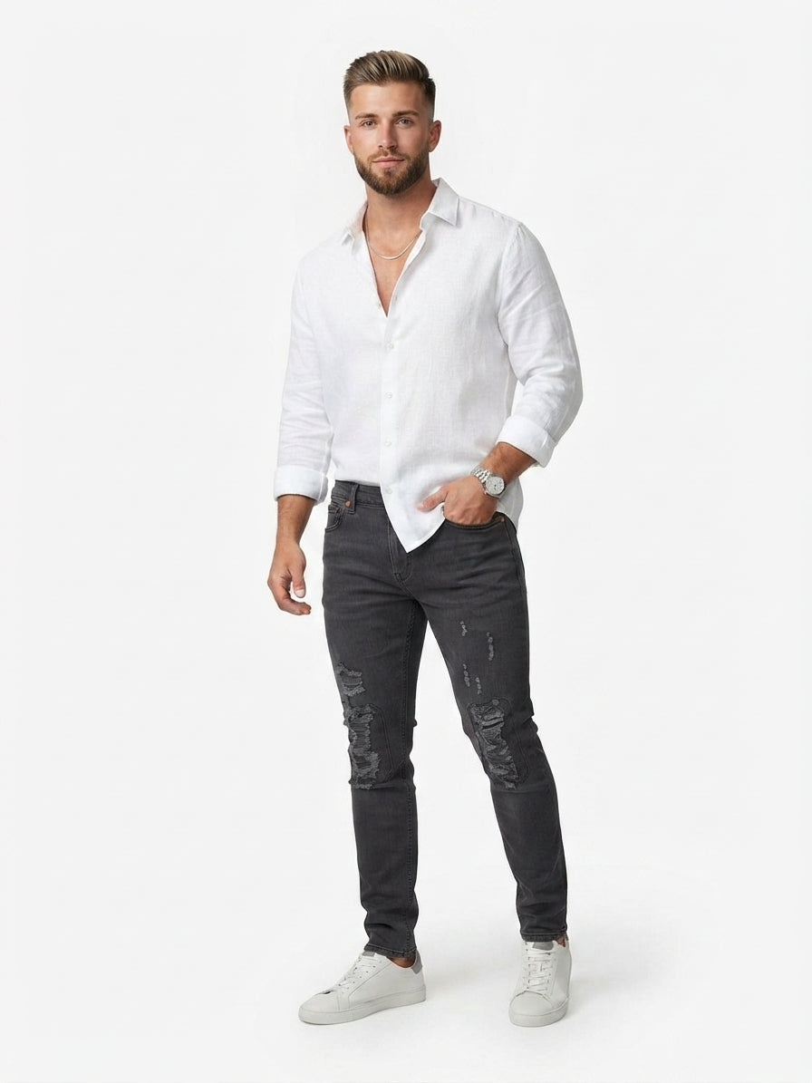FIVE FOUR x Mark McNair Distressed Grey Jeans (Size 36)