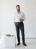 8 by Yoox Charcoal Wool Flannel Pants (Size 56)