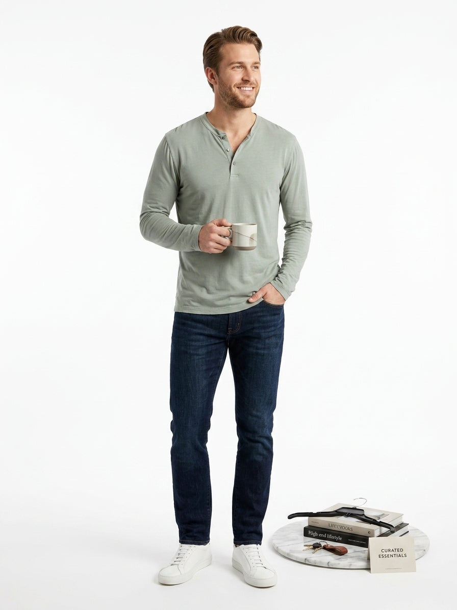 John Varvatos Star USA Light Grey Long Sleeve V-Neck Tee Size: 38-40