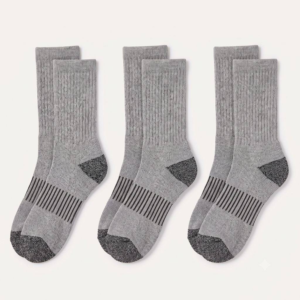 HOT FEET Kids Wool Blend Crew Winter Socks (4-Pack) - Grey