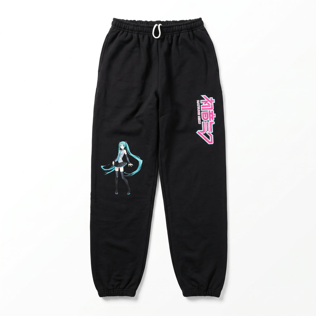 Bioworld Hatsune Miku Character & Logo Black Sweatpants