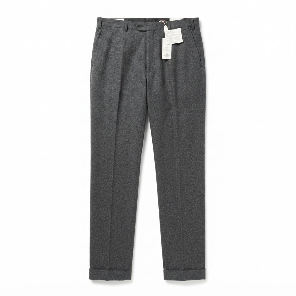 8 by Yoox Charcoal Wool Flannel Pants (Size 56)