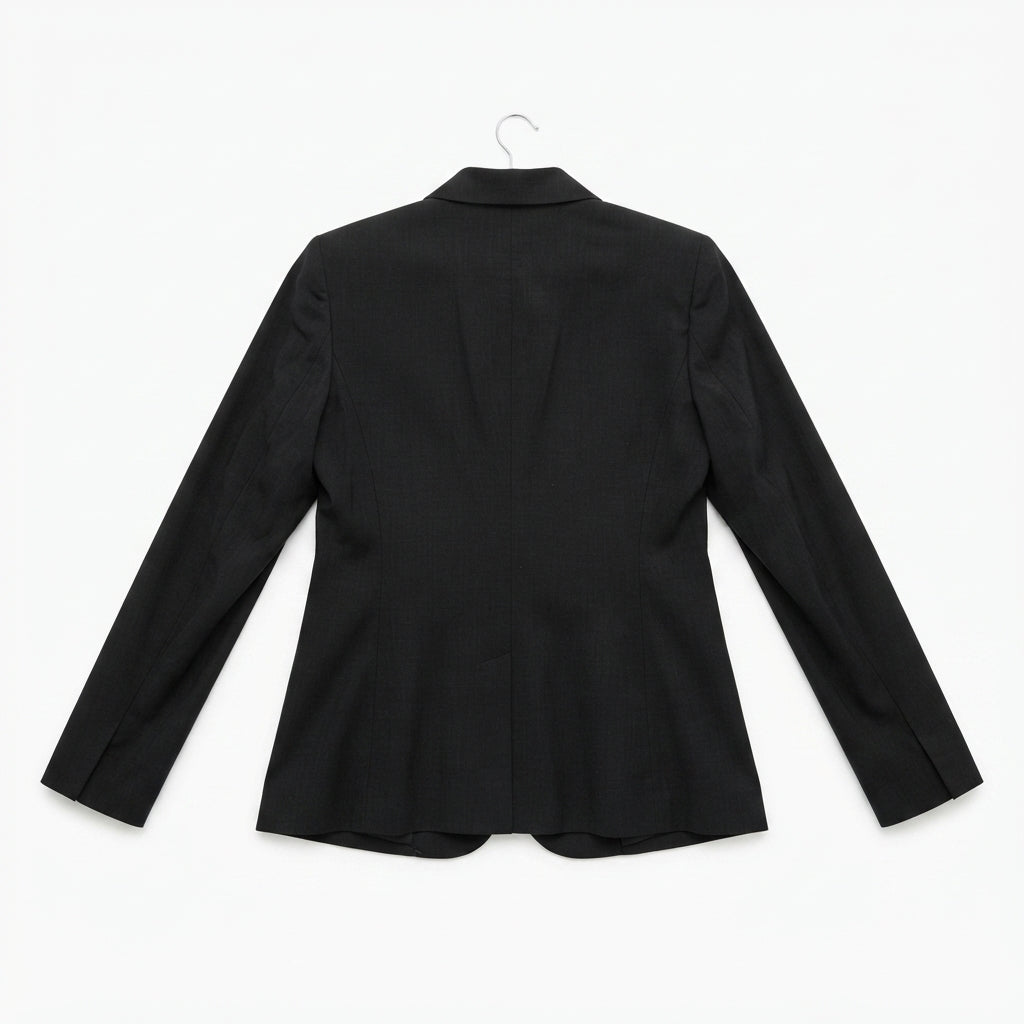 LUBIAM Black Cascade Front Tailored Blazer (Size 44)