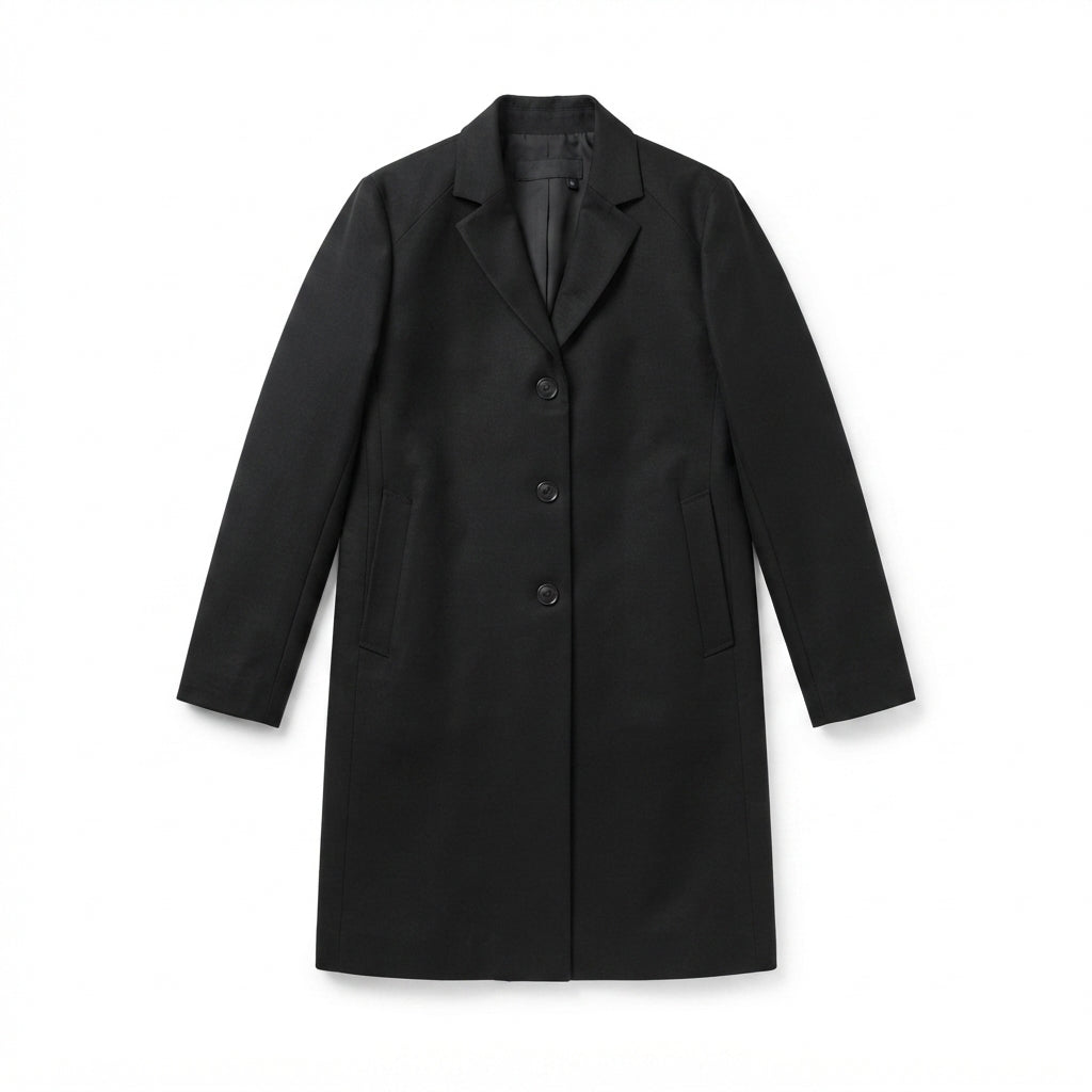 8 by Yoox Black Cotton Overcoat (Size 50)