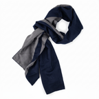 Five Four Men's "Robin" Viscose Scarf – Soft Navy Blue & Gray Colorblock Geometric Neck Wear