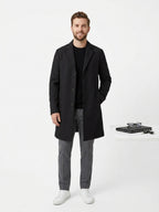 8 by Yoox Black Cotton Overcoat (Size 50)