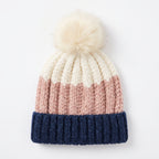 San Diego Hat Company Women's Colorblock Knit Beanie with Faux Fur Pom – Multi, One Size