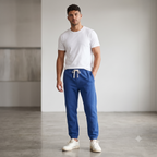 Melrose Place Men's Fairfax Garment-Dyed French Terry Jogger Sweatpants - Royal Blue