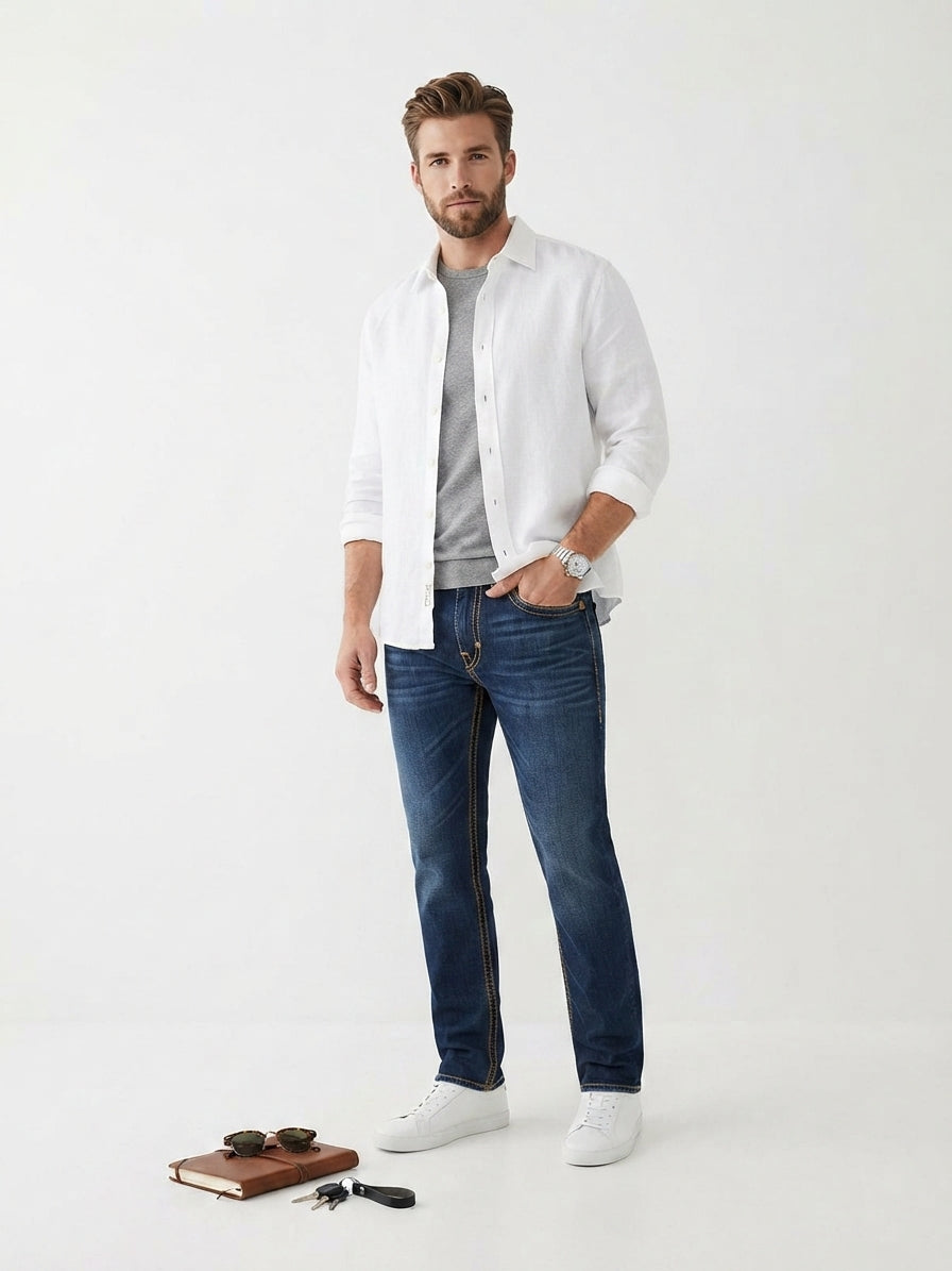 FIVE FOUR Original Straight Blue Jeans (Size 32)