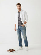 Hudson Jeans Distressed Blue Straight Leg Jeans (Size 40)