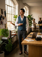 Domenico Tagliente Double Breasted Plaid Vest  made in Italy- FGL902 - 50% OFF
