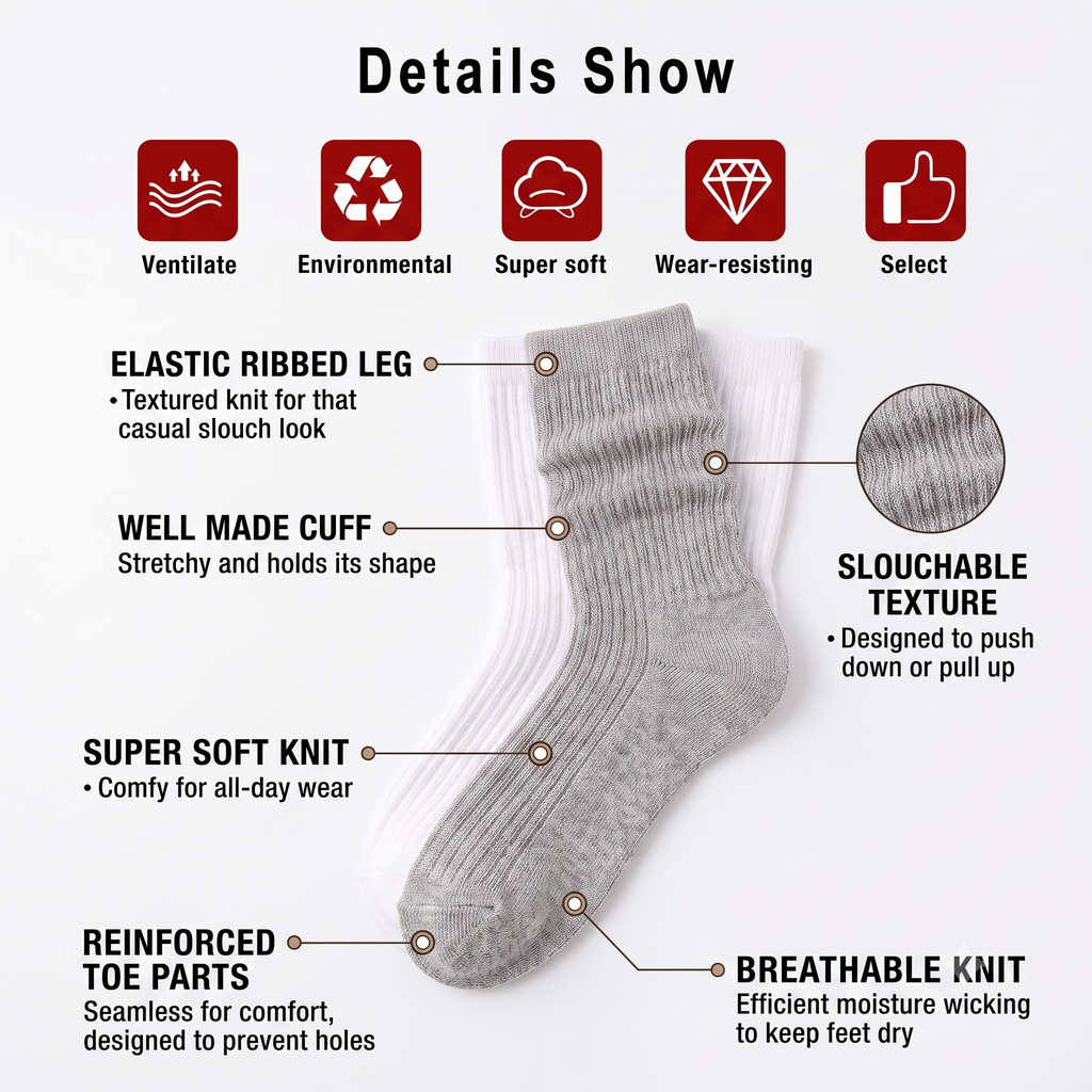 Hot Feet Girls' Slouch Socks 6-Pack - Pastel & Neutral Multi-Color Set (Ages 9-12)