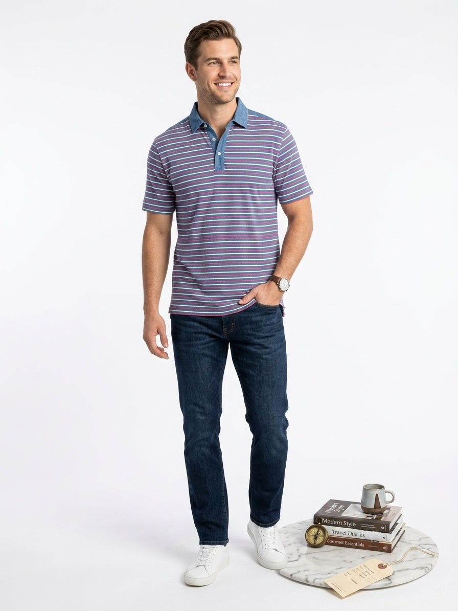 Polo Golf Ralph Lauren Performance Striped Henley Shirt (XXL)