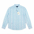 8 by Yoox Blue & Green Geometric Motif Stripe Shirt Size Medium