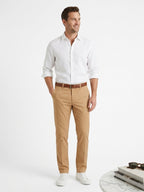 8 by Yoox Tan Leather-Look Pleated Trousers  (Size: 38x30)