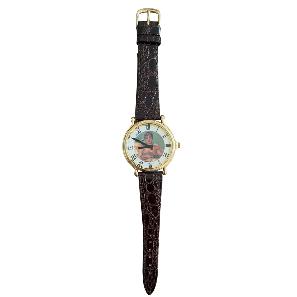 Vintage Portrait Quartz Novelty Watch - Gold-Tone Roman - Battery Required
