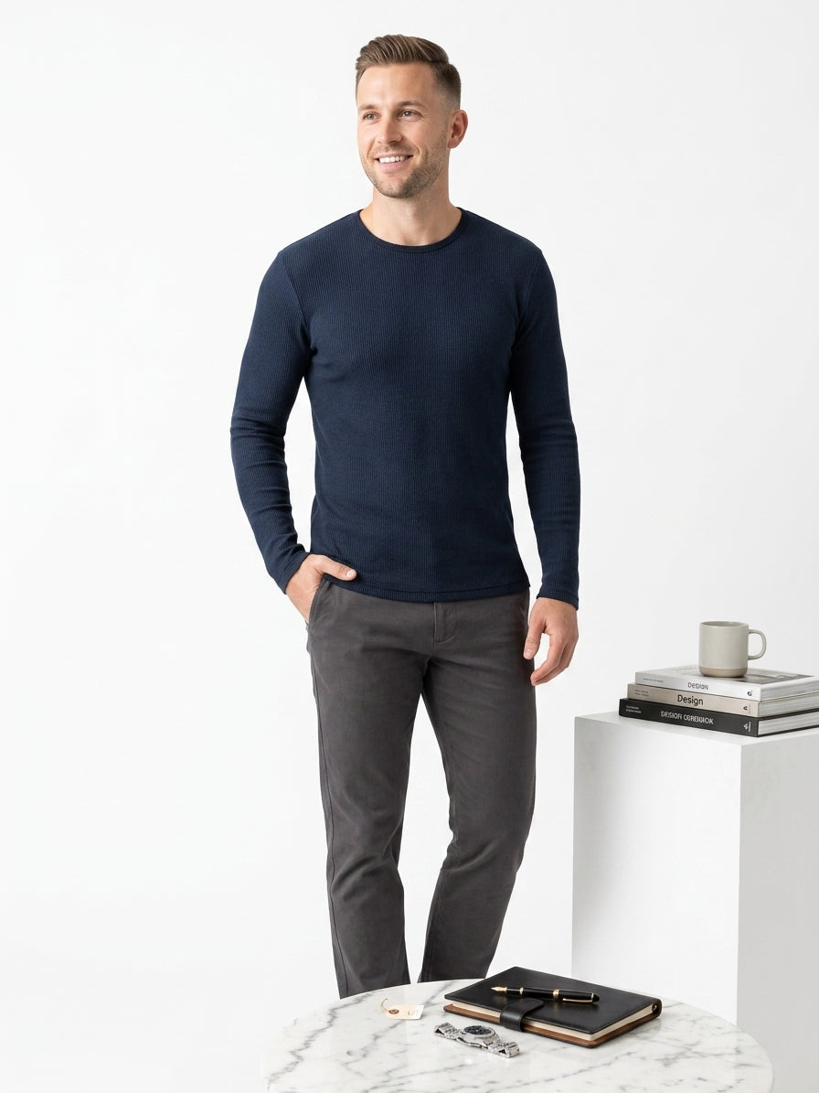 John Varvatos Star USA Waffle Knit Thermal Long Sleeve Shirt (Size S)