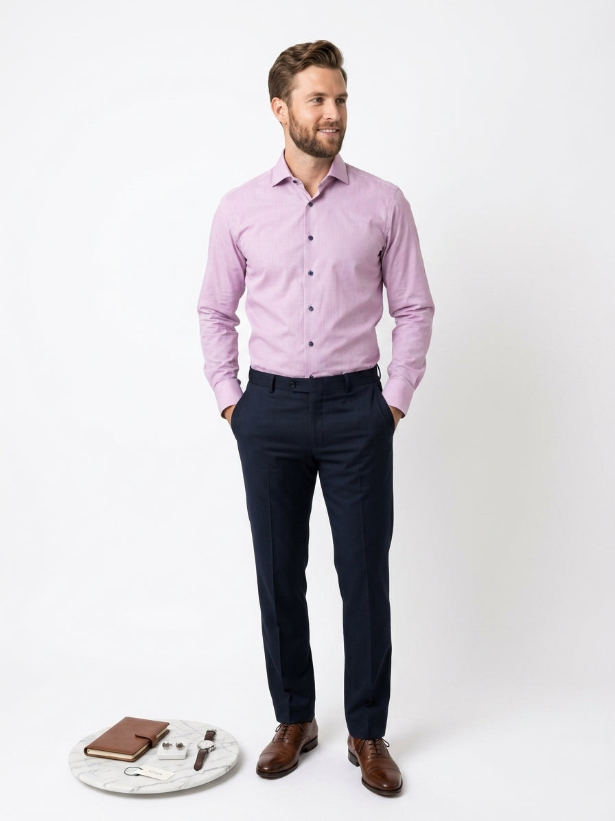 Eton Contemporary Pink Micro-Check Dress Shirt (Size 43/17)