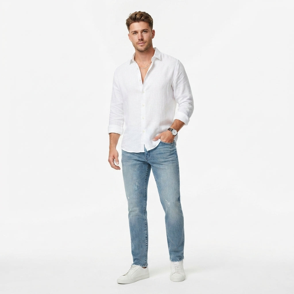 FIVE FOUR Vintage Straight Leg Jeans (Light Wash)