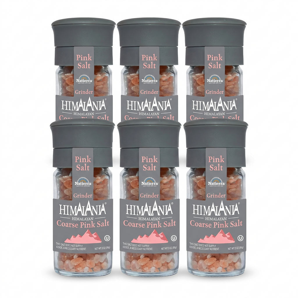 Natierra Himalania® Coarse Pink Salt Glass Grinder Bottle – 3 oz (6-Pack)