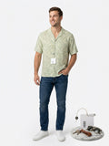 8 By Yoox Green Botanical Leaf Print Short Sleeve Camp Collar Shirt (Size: 31x38)