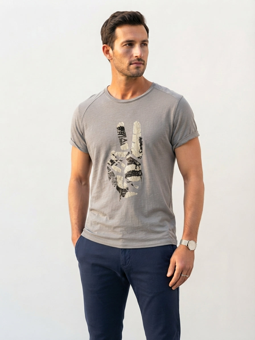 John Varvatos Peace Sign Graphic Tee (Size M)