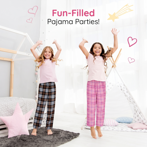 Girls' Black Plaid & Pink Plaid Pajama Pants (2-Pack) - Sizes 6-8 & 10-12