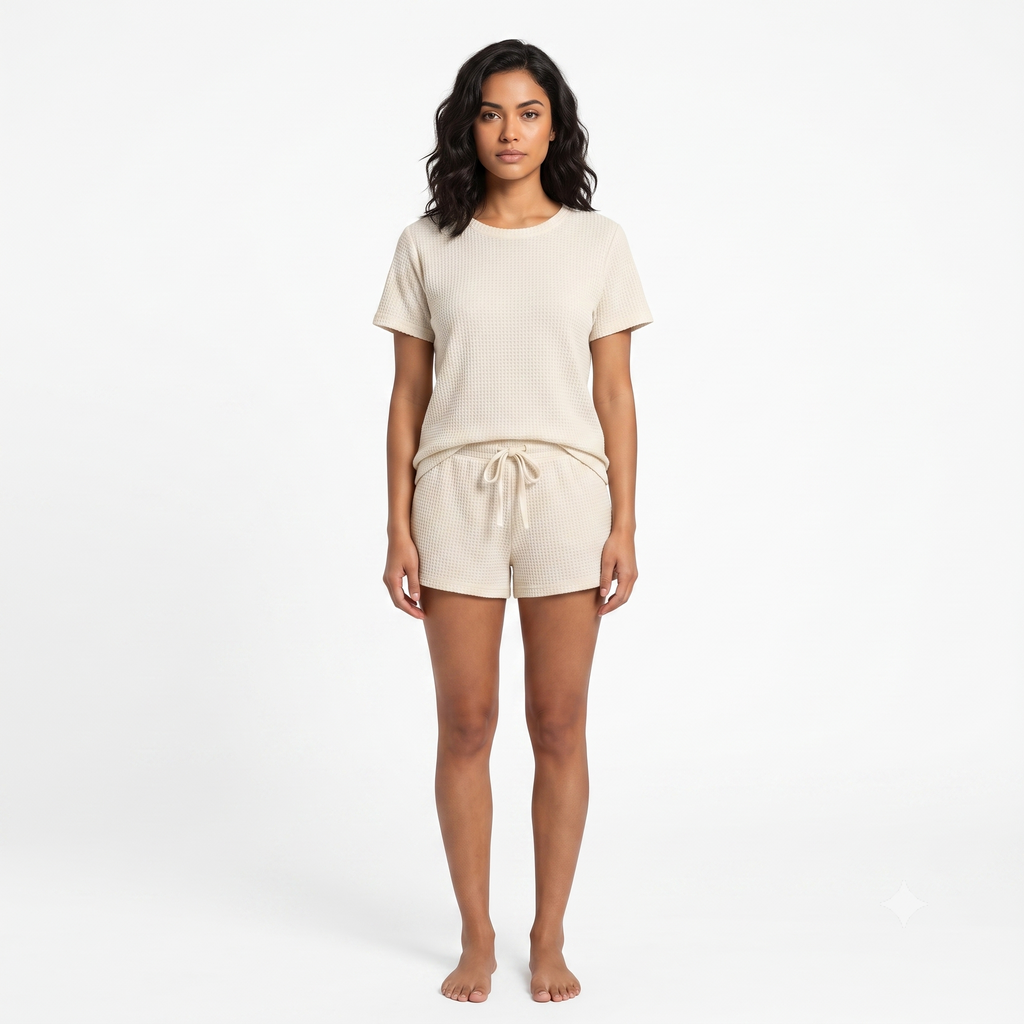 Mad Dog Women's Waffle Knit Pajama Set – Short Summer Pajamas with Shorts - Soft Comfy PJ - Breathable Loungewear Size S-XXL