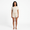 Mad Dog Women's Waffle Knit Pajama Set – Short Summer Pajamas with Shorts - Soft Comfy PJ - Breathable Loungewear -Off White