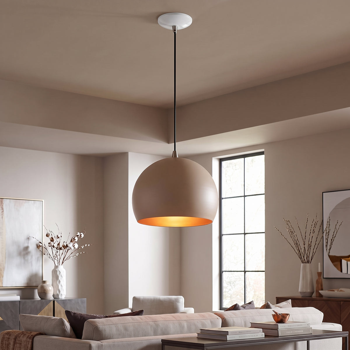 Livex Lighting 41181-03 Allison 1-Light 10" Mini Pendant — Cream/Beige