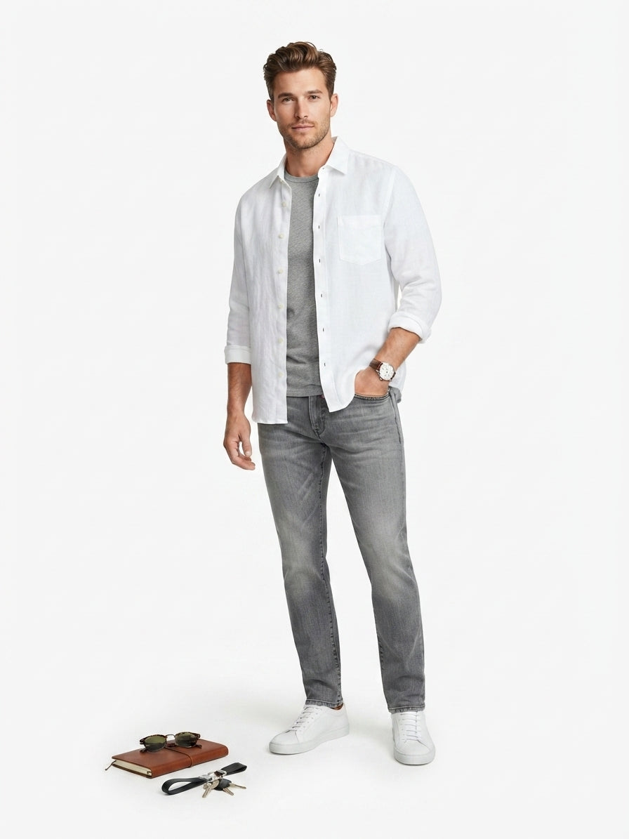 FIVE FOUR Original Straight Grey Jeans (Size 33)