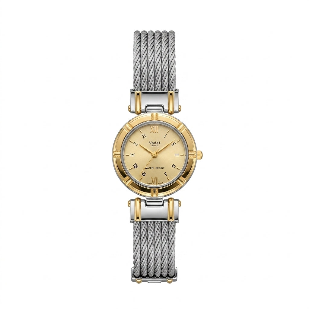Vadet VD-5007L Ladies Quartz Gold Dial Cable Bracelet Watch - Requires a Battery