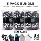 Hot Feet Women's No-Show Socks 54 Pairs (3 x 18-Pack) – Assorted Leopard, Argyle, Stripes, Polka Dots & Solids, Size 4-10