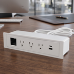 Dean 2-Power Outlet, USB-A & USB-C Charging Port, 1 Open Data Port Under Desk Power Module
