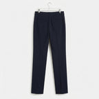 Navy Pleated Tailored Trousers with Flap Pockets (Size 2)