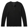 ATM Anthony Thomas Melillo Men's Long Sleeve Henley Shirt - Black