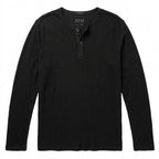 ATM Anthony Thomas Melillo Men's Long Sleeve Henley Shirt - Black