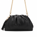 Understated Leather Black Soft Leather Dumpling Pouch Crossbody Bag