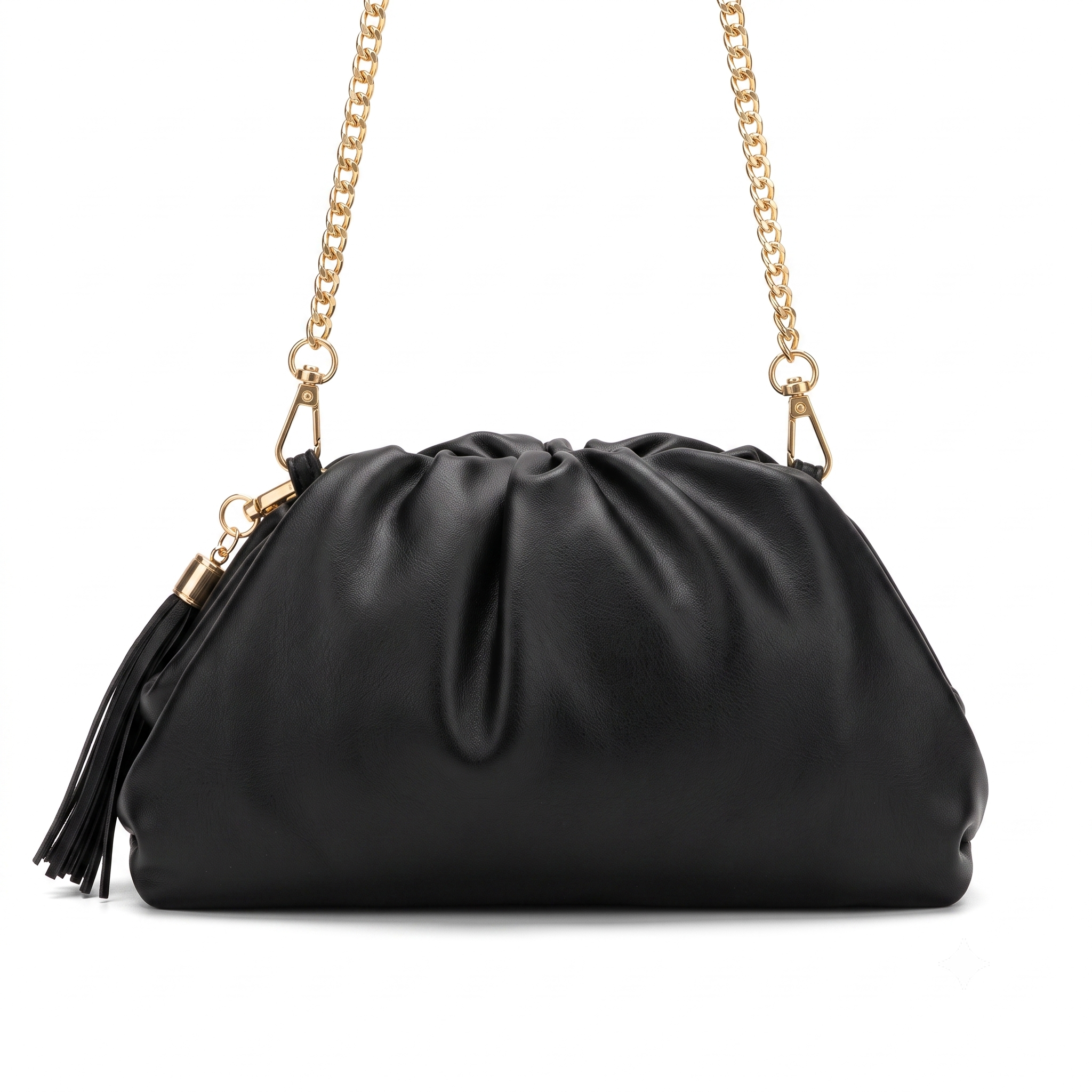 Understated Leather Black Soft Leather Dumpling Pouch Crossbody Bag