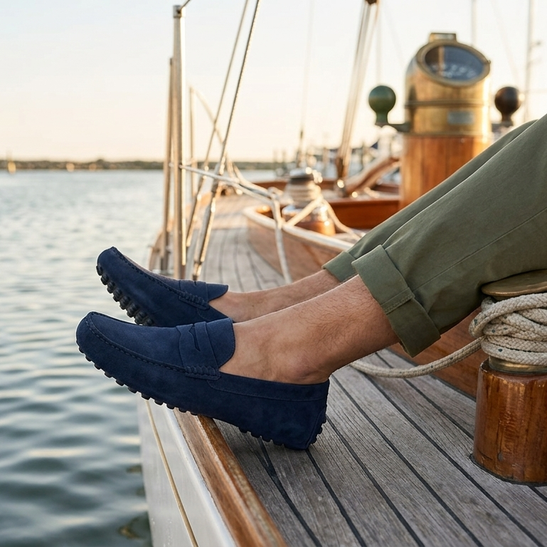 New Republic Monaco Suede Driver - Navy