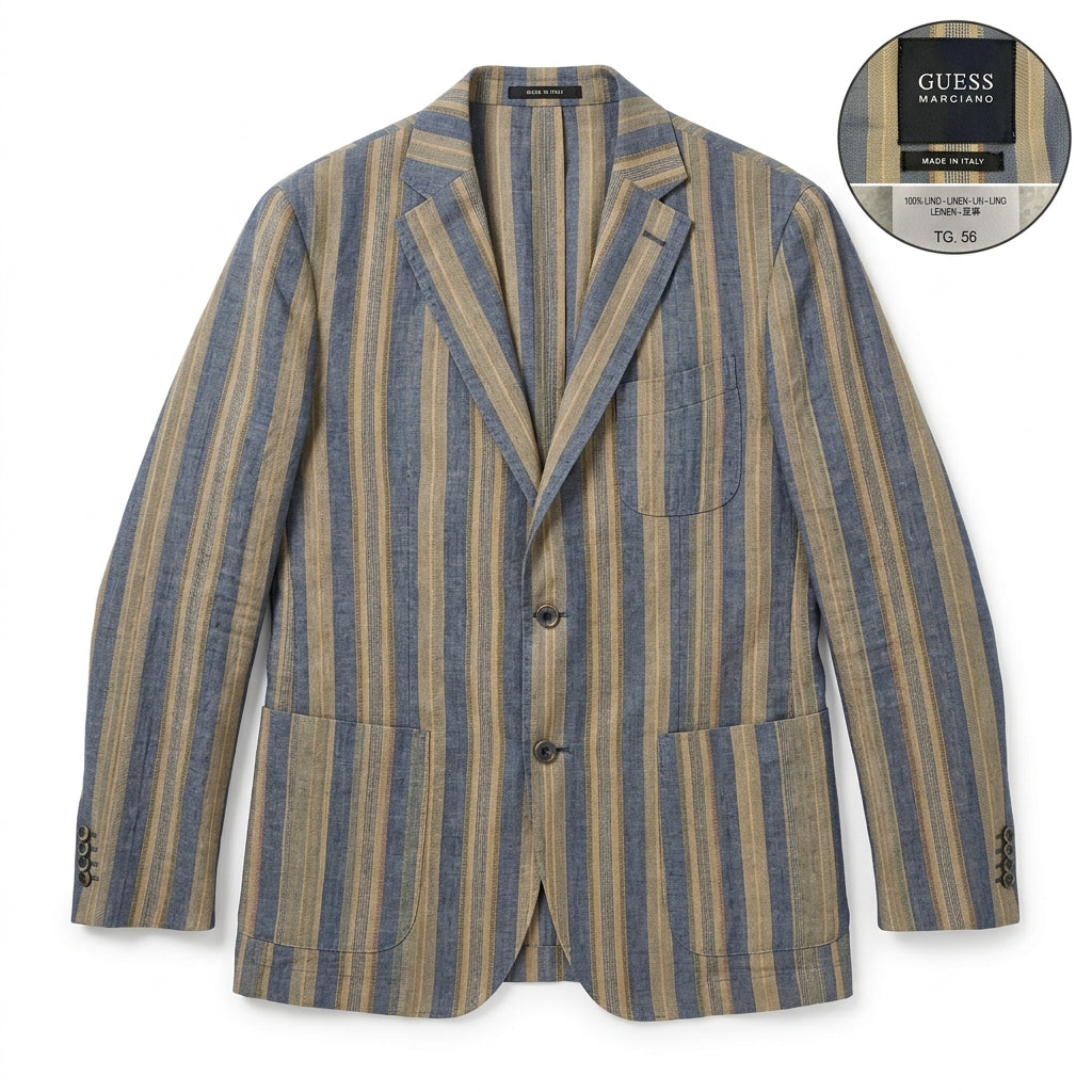 Marciano by Guess 100% Linen Striped Blazer - Made in Italy - Size 56