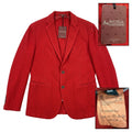 Bottega Martinese Made in Italy Textured Red Blazer - Cotton & Linen - Size IT 52