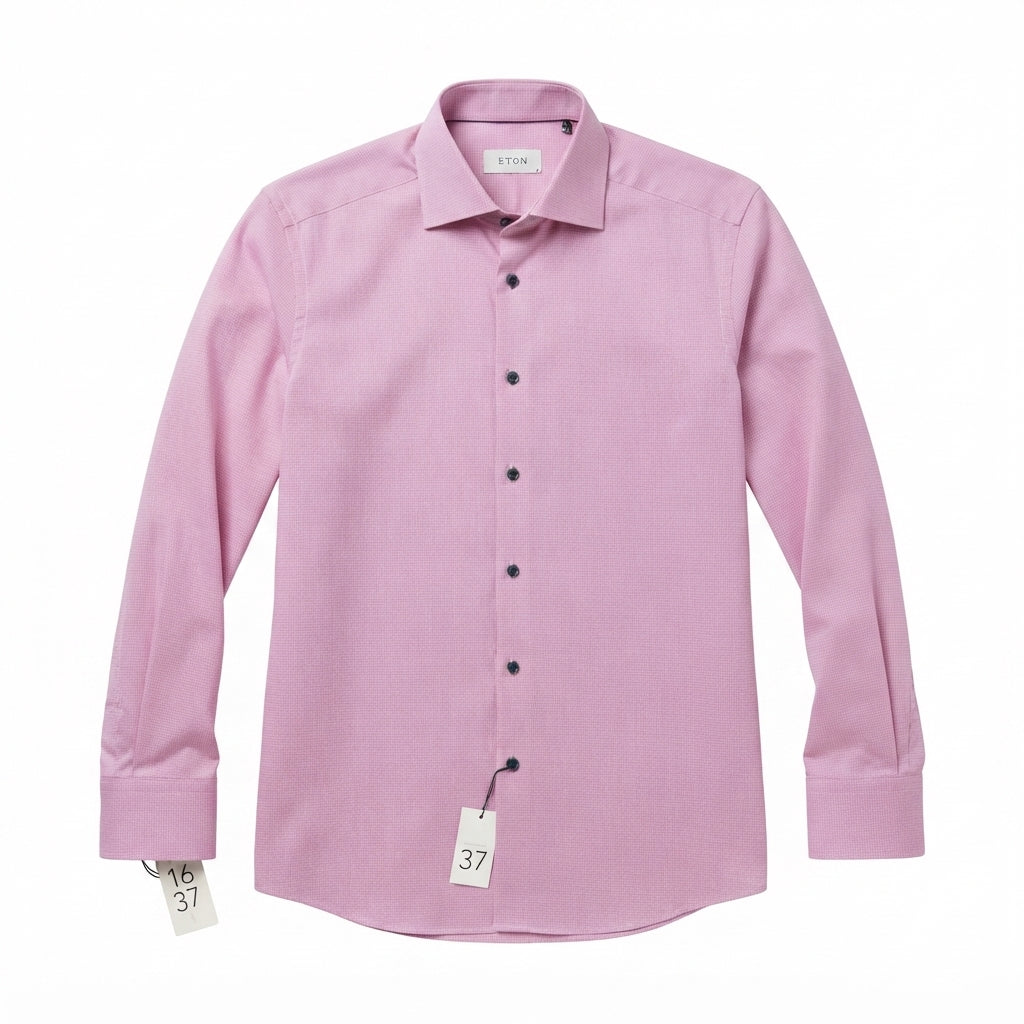 Eton Contemporary Pink Micro-Check Dress Shirt (Size 43/17)