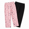 Mad Dog Girls' 2-Pack Microfleece Pajama Pants Set - Pink Stars and Basic Black